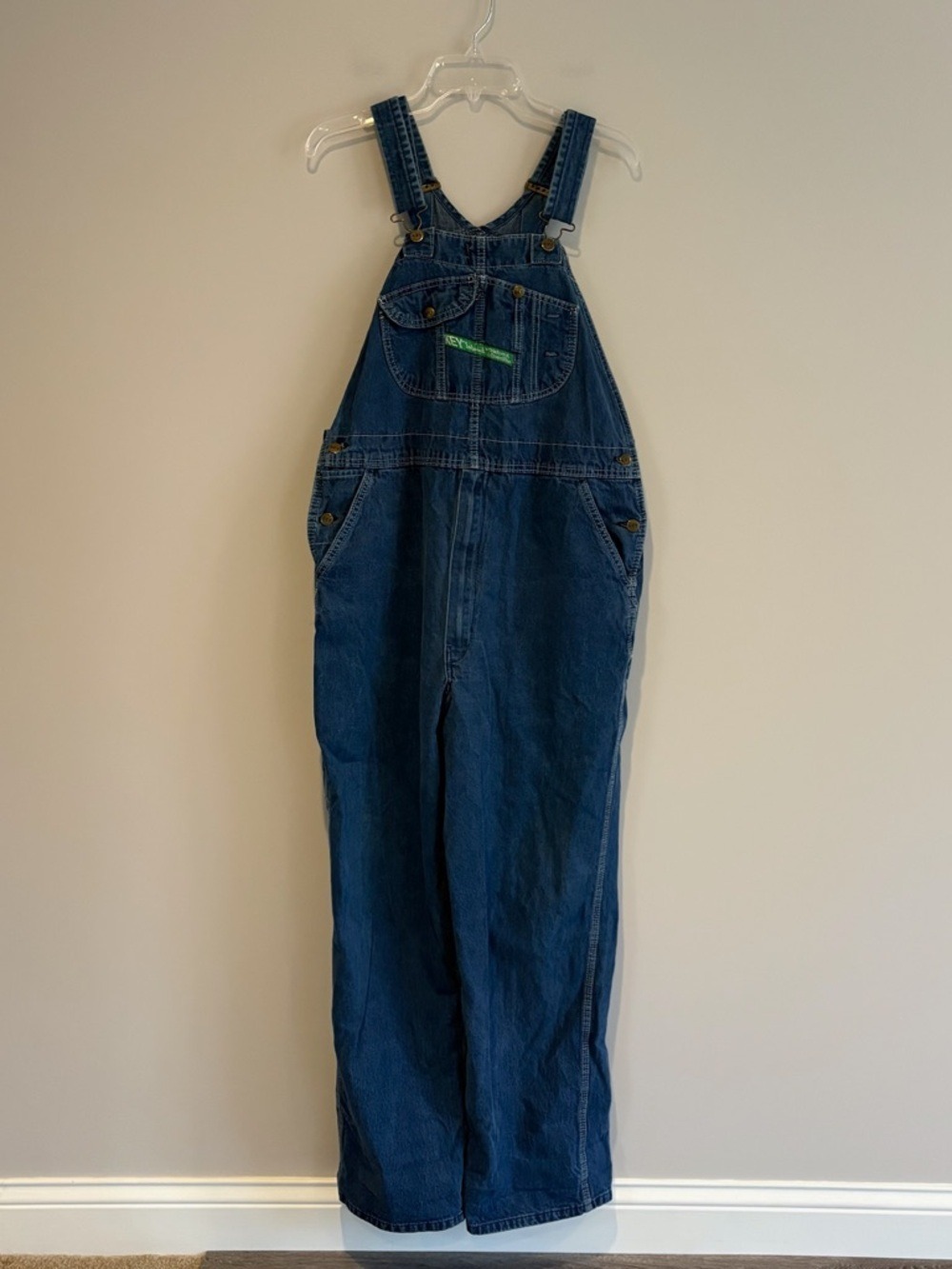 Vintage Key Imperial Denim Overalls Size 40/32 Blue Workwear Bib Overalls